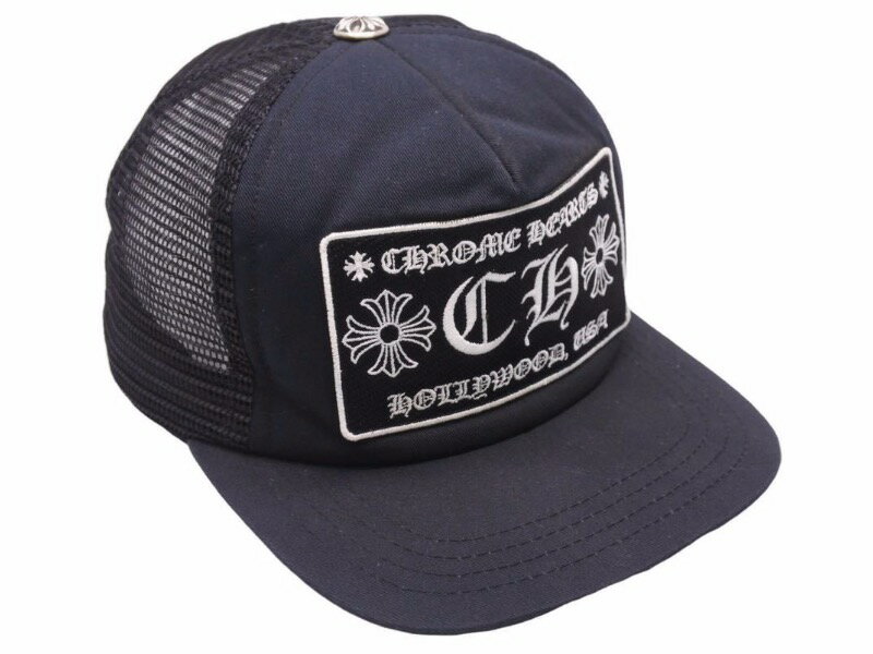 Chrome Hearts クロムハーツ トラッカーキャップ CH コットン ナイロン 925シルバー ブラック 美品 中古 41346