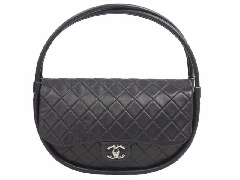 新品同様品 CHANEL シャネル マトラッセ フラフープバッグ ラムスキン ミニ ブラック 美品 中古 17番 41350 正規品