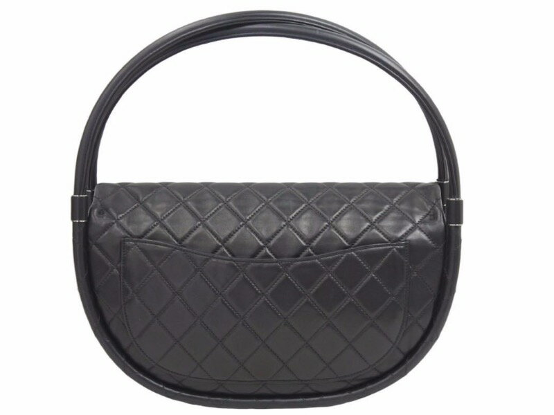 新品同様品 CHANEL シャネル マトラッセ フラフープバッグ ラムスキン ミニ ブラック 美品 中古 17番 41350 正規品