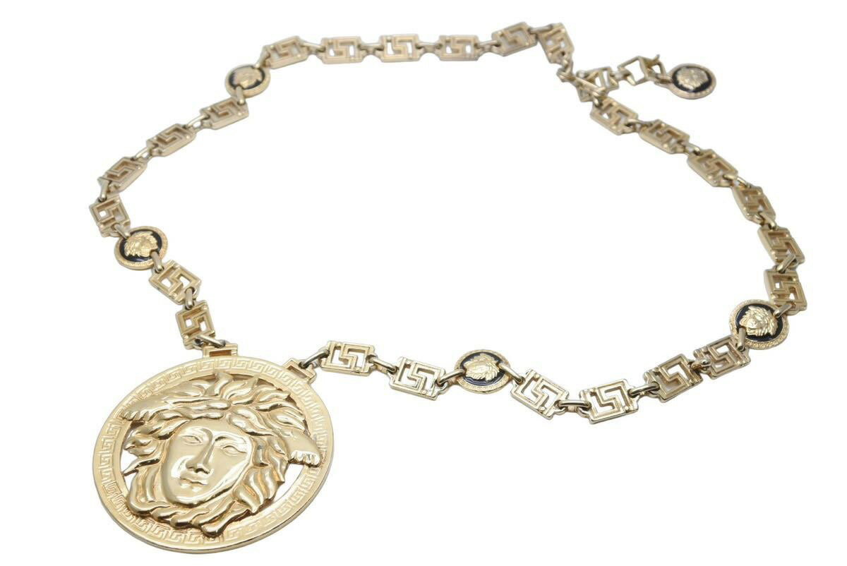 VERSACE ヴェルサーチ ヴィンテージ メデューサペンダントトップジャンボネックレス ゴールド 美品 中古 29190