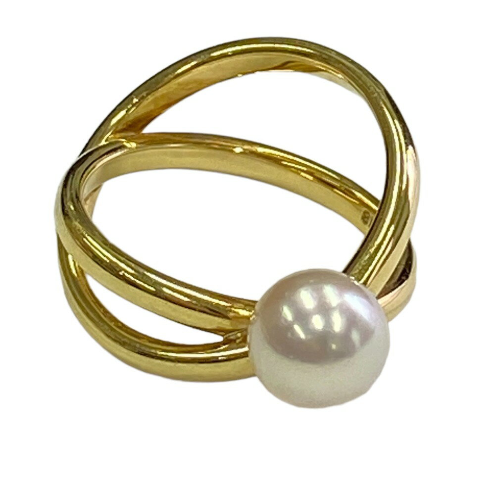 [USED/中古]MIKIMOTO ミキモト リング・指輪 クロス パール7.6mm 素材：K18 ＃11 ゴールド K18ゴールド B（目立った傷や汚れなし）ランク 中古 ai-tdc-004740-4eのサムネイル