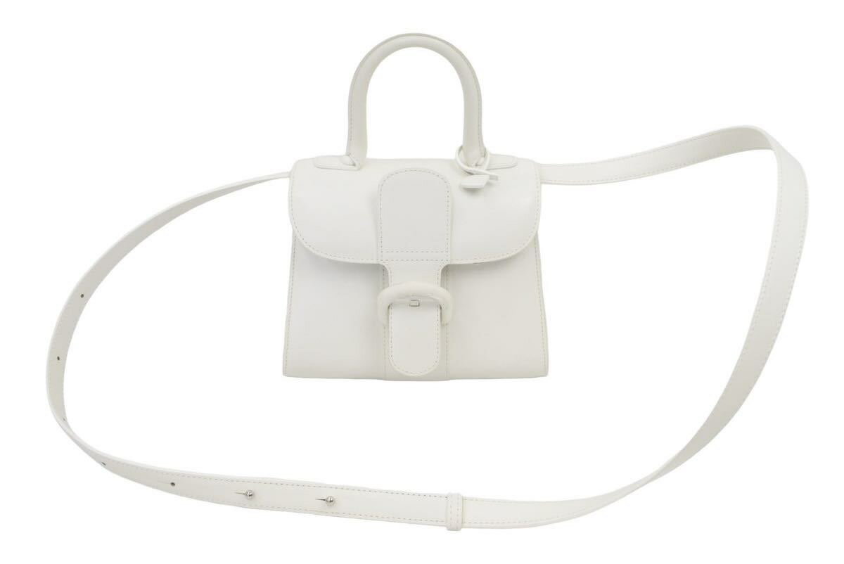 DELVAUX デルボー ブリヨンPM ハンドバッグ ホワイトボックスカーフ 美品 中古 44338のサムネイル