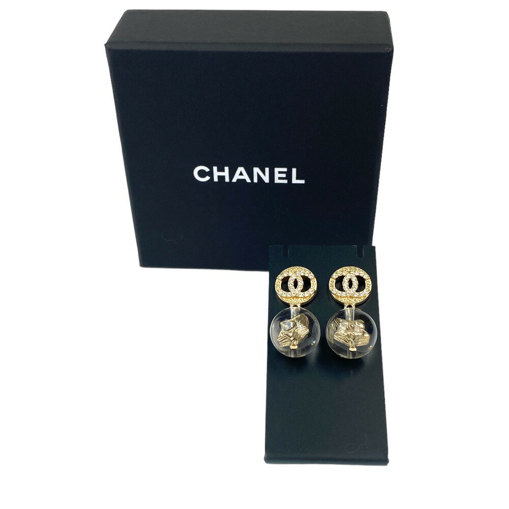 USED/中古 CHANEL シャネル ピアス ココマーク ラインストーン ゴールド クリア ぶら下がり スター A19K B（目立った傷や汚れなし）ランク 中古 tdc-000497-4d