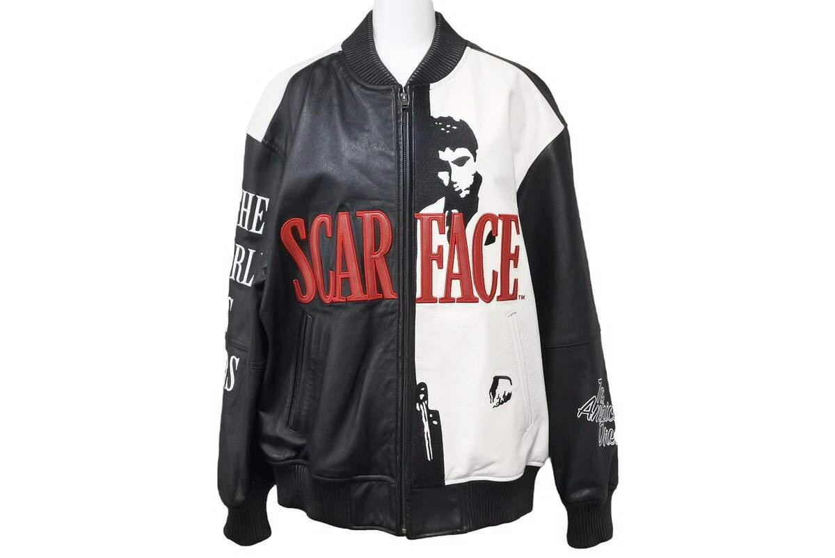 極美品 シュプリーム SUPREME スカーフェイス SCARFACE ジャケット Embroidered Leather Jacket M 中古 48883