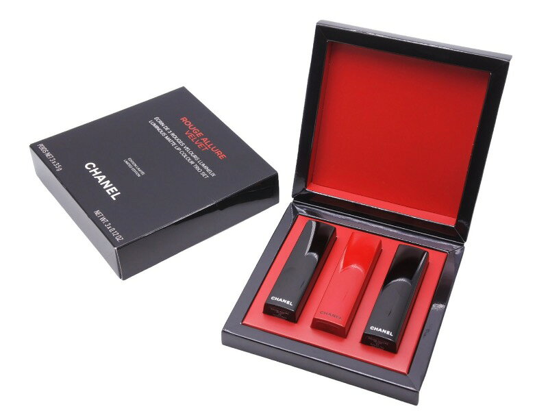 新品同様 CHANEL シャネル 化粧品 リップ ルージュ アリュール ヴェルヴェットセット 43 57 58 ブラック レッド 中古 49388のサムネイル