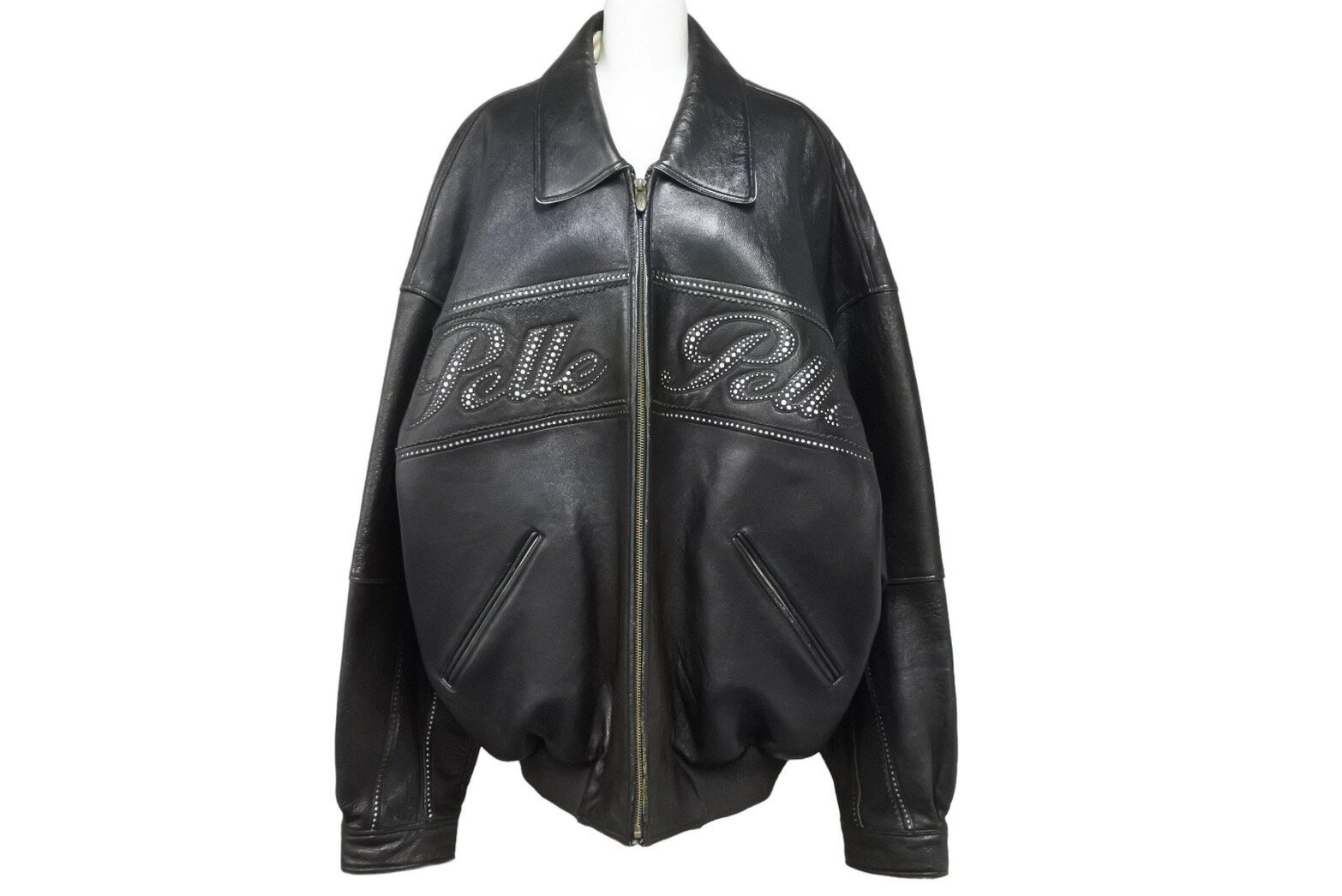 Pelle Pelle ペレペレ ブルゾン ヴィンテージ レザージャケット サイズ46 ブラック メンズウェア 中古 50138