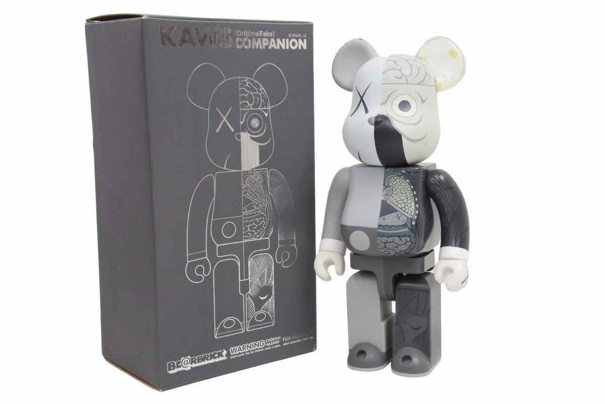 KAWS カウズ BE@RBRIK グレー COMPANION 人体模型 400 OriginalFake 美品 中古 31534