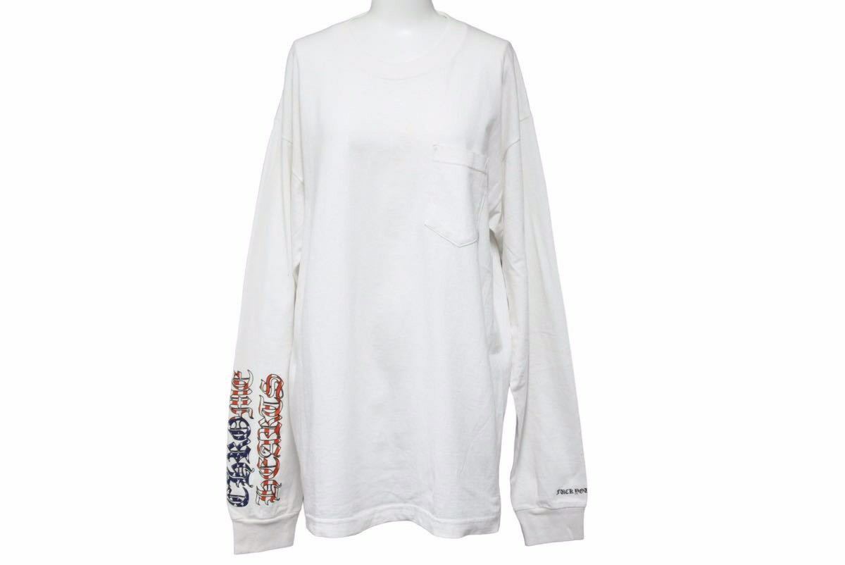 クロムハーツ Chrome Hearts LS T-Shirt CH アメリカンフラッグ ロンT ポケT 袖プリ バックプリント 中古 50289