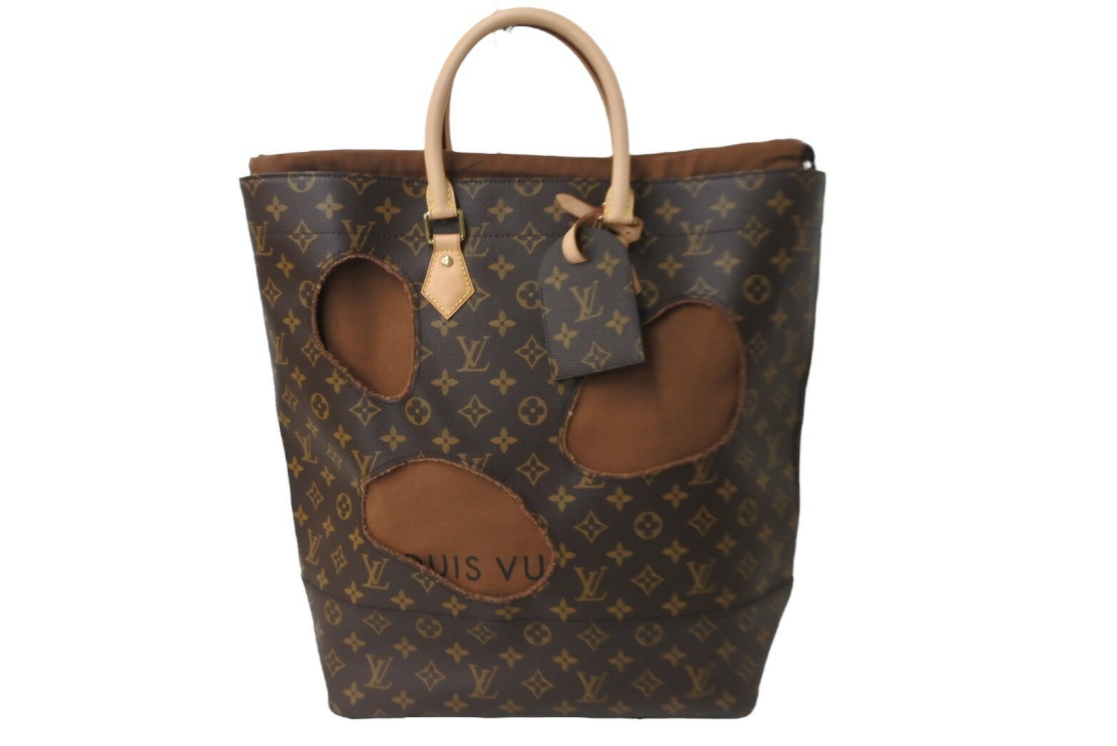 極美品 LOUIS VUITTON ルイヴィトン トートバッグ コムデギャルソン 川久保玲 M40279 ウィズ ホールズ ゴールド 中古 55522