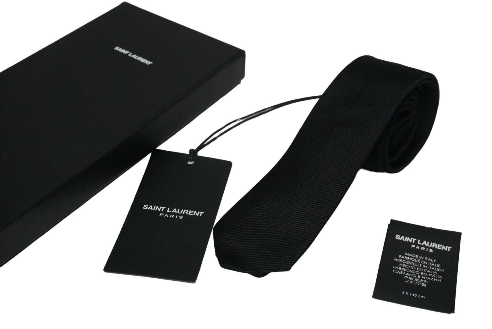 YVES SAINT LAURENT イヴサンローラン シグネチャー イブニングスキニータイ ネクタイ 7200953Y0431000 美品 中古 55417