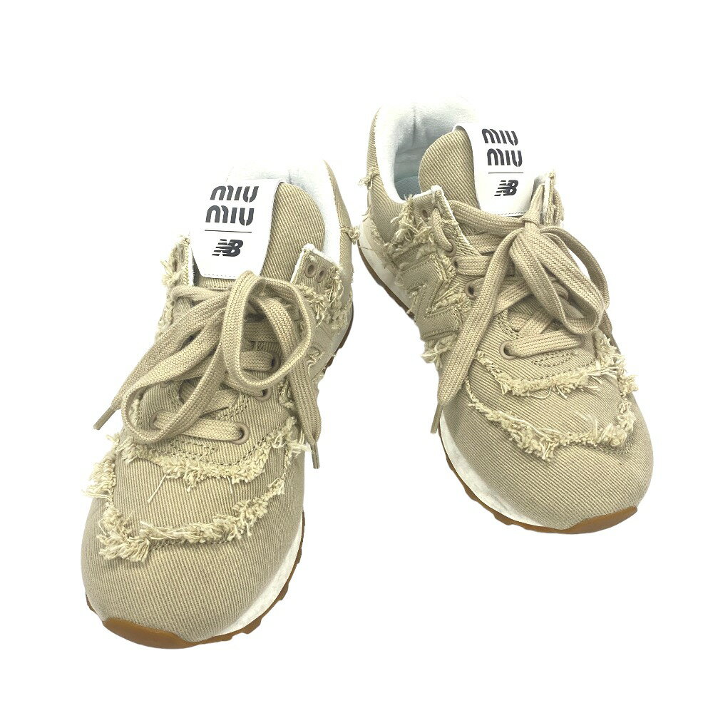 [USED/中古]MIUMIU ミュウミュウ スニーカー 574 New Balance x Miu Miu デニム スニーカー 38 ベージュ B（目立った傷や汚れなし）ランク 中古 tdc-001760-4dのサムネイル