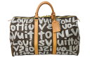 LOUIS VUITTON ルイヴィトン ボストンバッグ M92197 モノグラムグラフィティ キーポル50 ブラウン ゴールド金具 良品 中古 56297