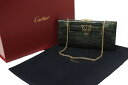 CARTIER カルティエ クラッチバッグ パンテール ドゥ カルティエ ダークグリーン玉虫 クロコダイル CRL1001924 美品 中古 56491