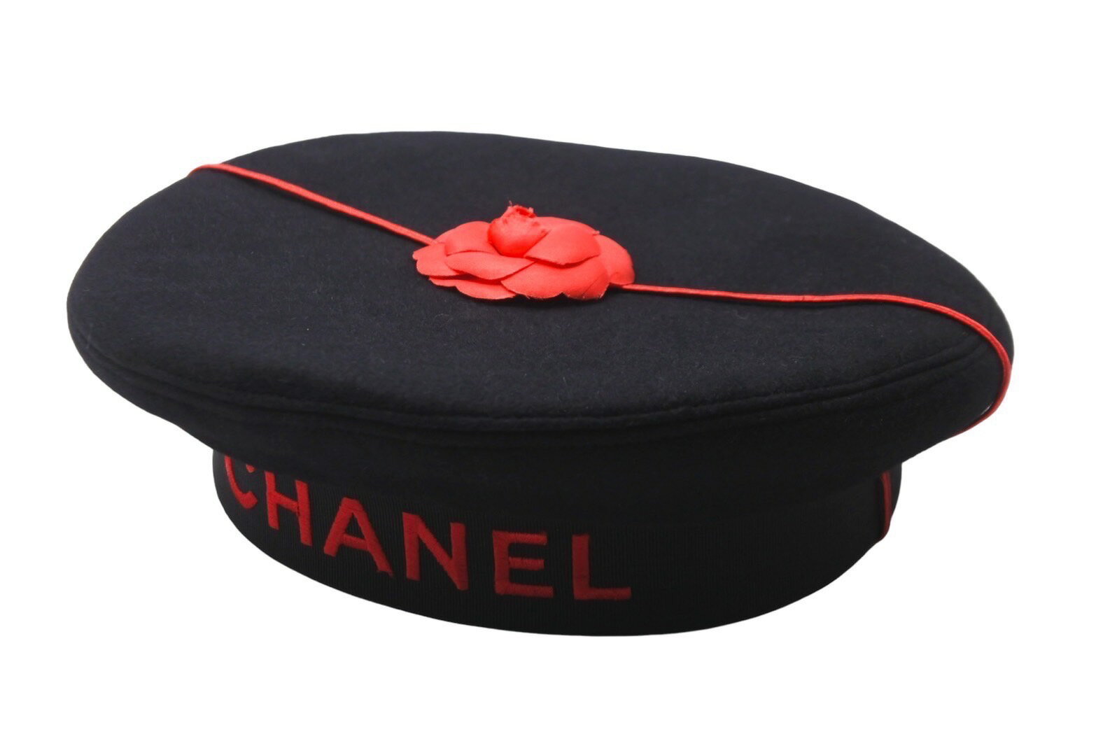 CHANEL シャネル 激レア ベレー帽 花リボン付き ヴィンテージ サイズ57 ブラック 8512003327084 美品 中古 57314