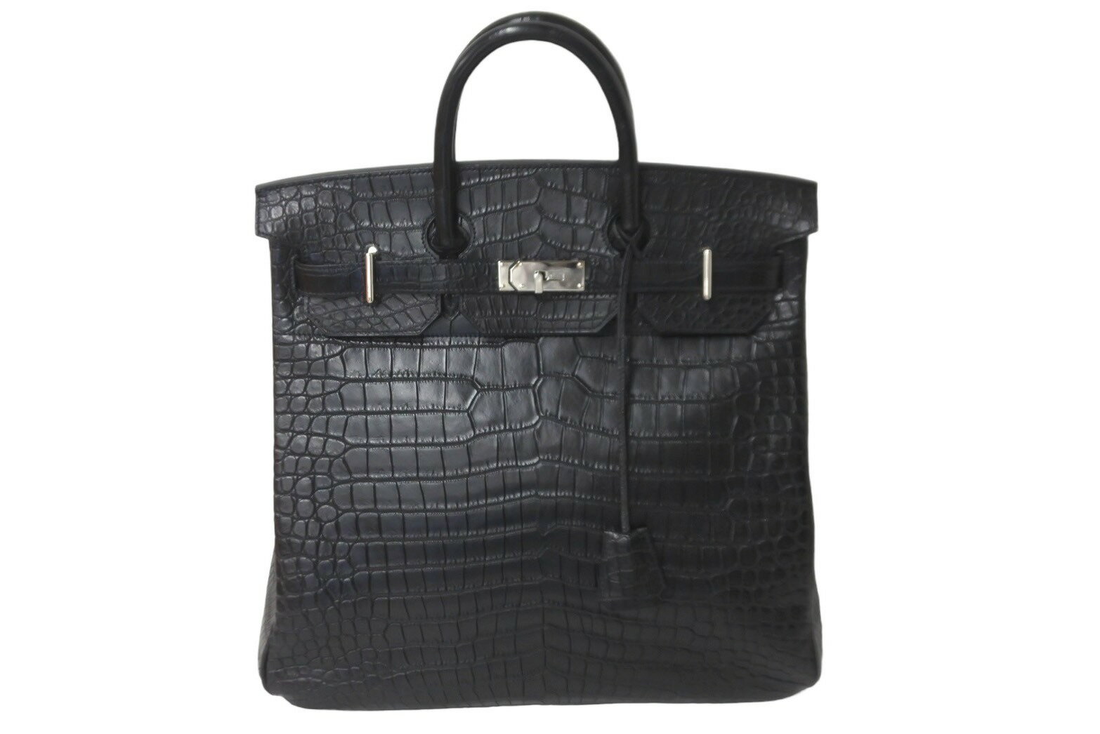 新品同様 HERMES エルメス ハンドバッグ オータクロア40 Z刻印 ブラック アリゲーター ポロサス パラジウム金具 中古 58808のサムネイル
