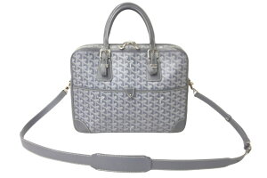 GOYARD ゴヤール アンバサードPM ブリーフケース VAE020141 2WAY グレー シルバー金具 良品 中古 58874