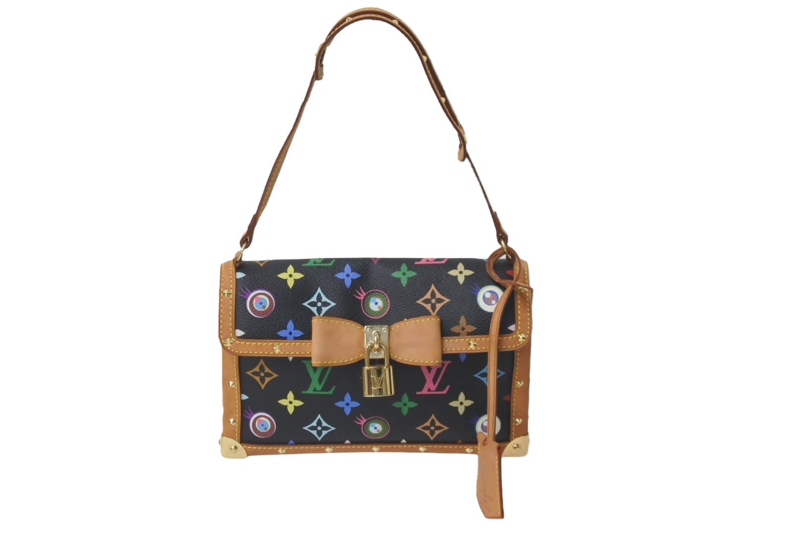 極美品 LOUIS VUITTON ルイヴィトン ハンドバッグ アイラブモノグラム サックラバ Eye Need You ブラック マルチ M92054 中古 60758