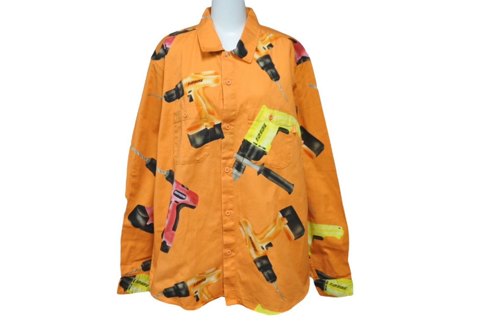 Supreme シュプリーム 長袖シャツ Drills Work Shirt ドリルシャツ 19SS サイズM オレンジ 美品 中古 61047