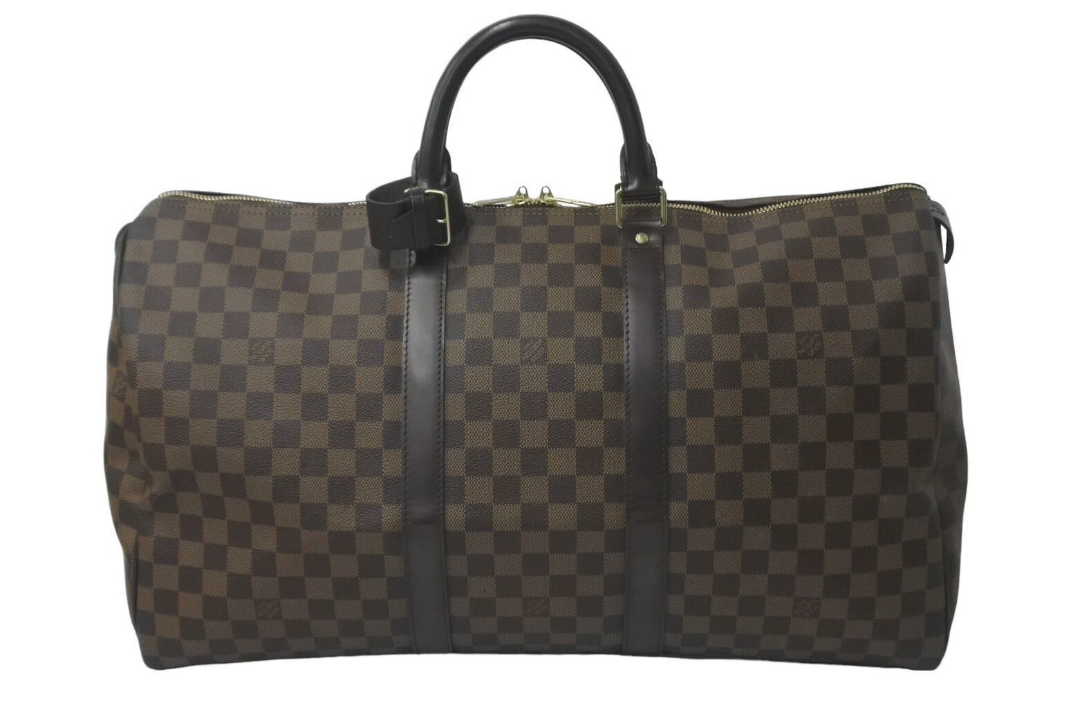 LOUIS VUITTON ルイヴィトン ダミエ キーポル50 ボストンバッグ N41427 コーティングキャンバス ブラウン 美品 中古 61098