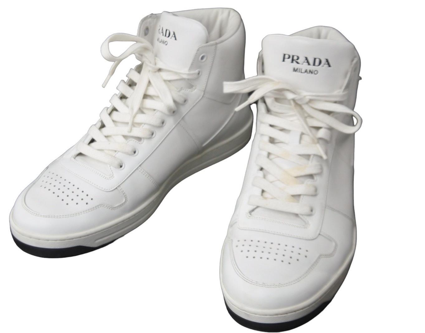 PRADA プラダ スニーカー スニーカー トライアングル 靴 ホワイト 2TE183 サイズ9 良品 中古 62035