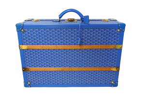 極美品 GOYARD ゴヤール パラス トランクケース ヘリンボーン柄 オーダー品 レザー ブルー 中古 62237