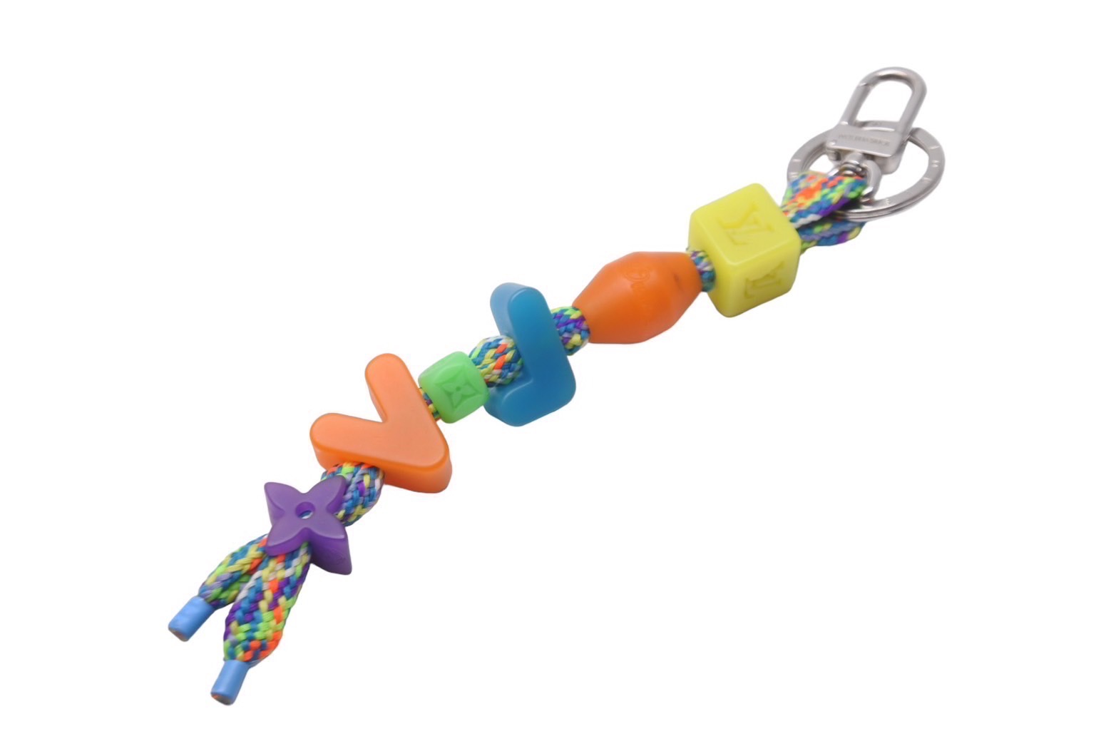 LOUIS VUITTON ルイヴィトン ポルトクレ LV プレイ キーホルダー キーチャーム MP3450 マルチカラー シルバー金具 美品 中古 62419のサムネイル