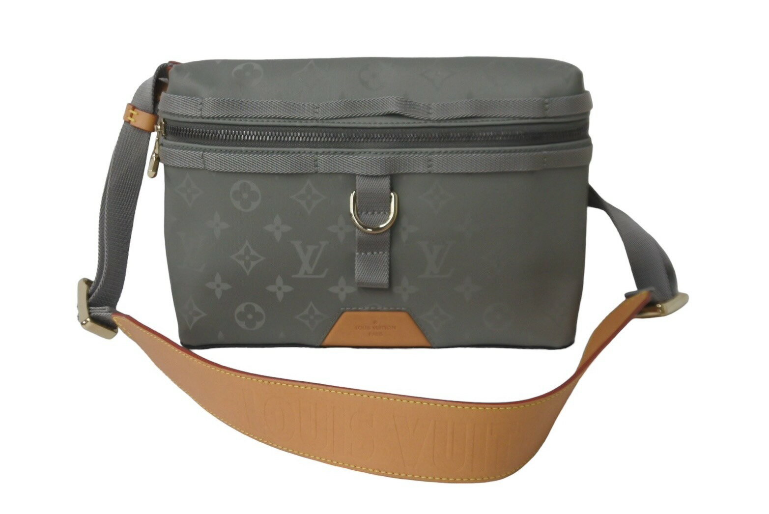 極美品 LOUIS VUITTON ルイヴィトン メッセンジャーPM ボディバッグ モノグラムチタニウム M43889 グレー 中古 62524