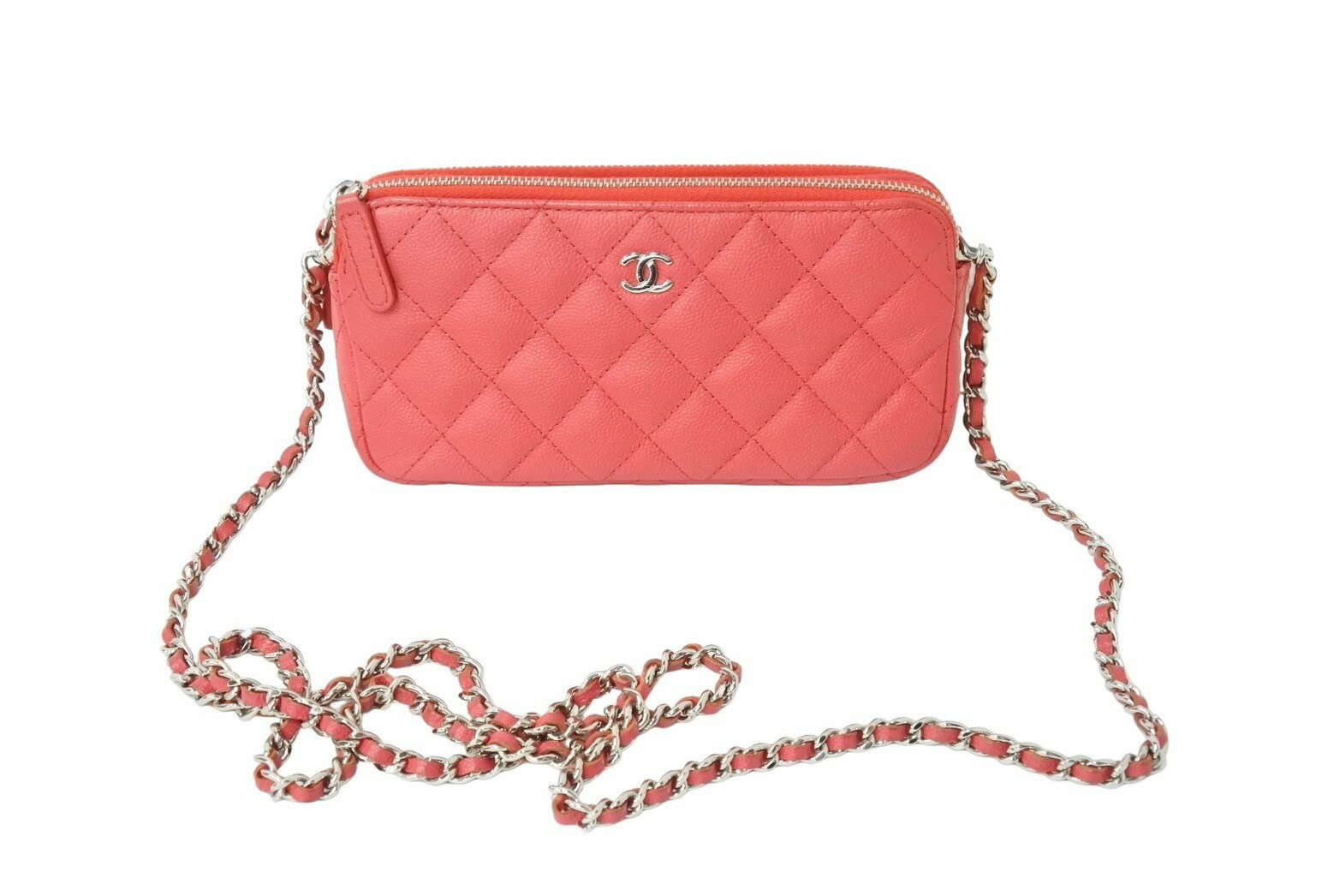 CHANEL 美品 ミント キャビア シルバーCC チェーンウォレット 楽天市場】シルバー シャネル チェーンウォレット キャビア
