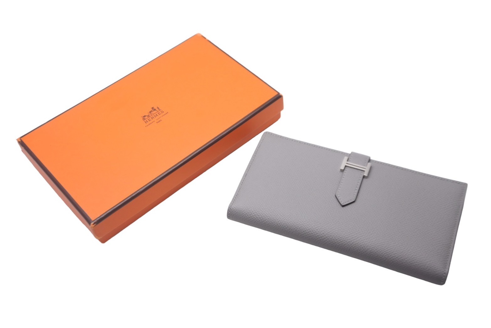 新品同様 HERMES エルメス 長財布 べアンスフレ A刻印 ヴォーエプソン グリムエット シルバー金具 中古 63161