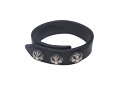 CHROME HEARTS クロムハーツ ブレスレット クロス 3BTN/2SNP 3ボタン2スナップ ブラック レザー シルバー925 美品 中古 63140