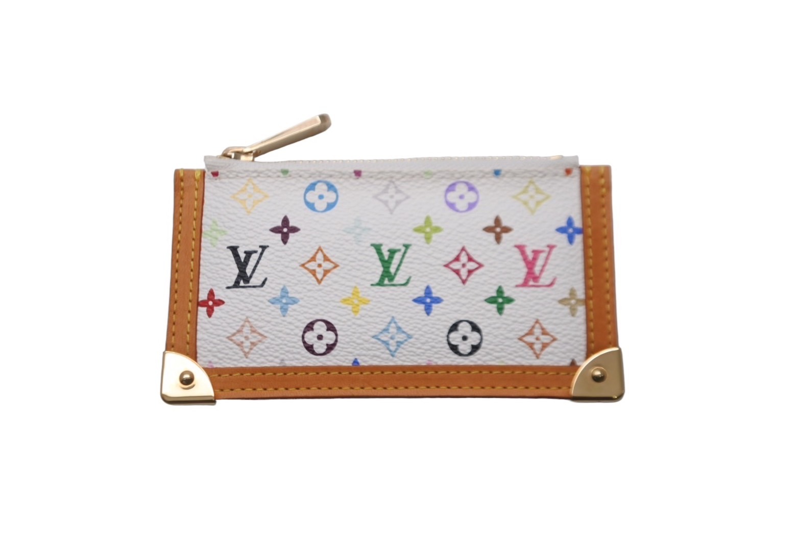 LOUIS VUITTON ルイヴィトン コインケース ポシェット クレ マルチカラー 村上隆 ホワイト M92655 美品 中古 63679