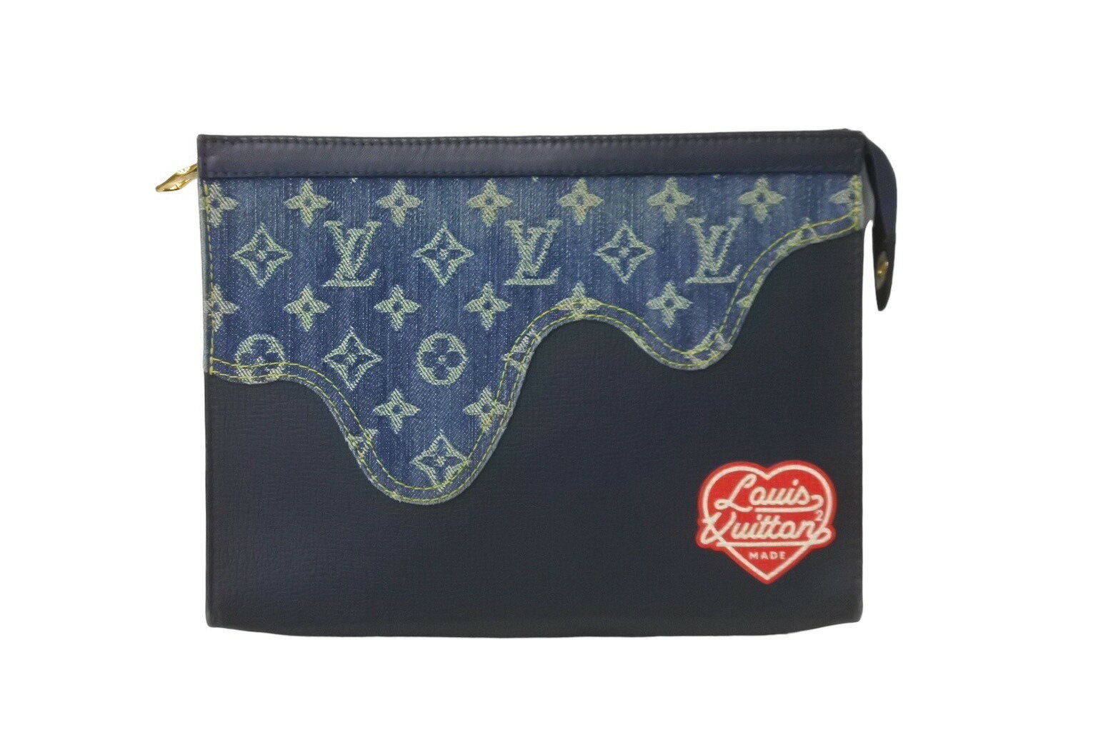 LOUIS VUITTON ルイヴィトン ポシェットヴォワヤージュ MM クラッチバッグ M45961 NIGO モノグラム ドリップデニム 美品 中古 63623