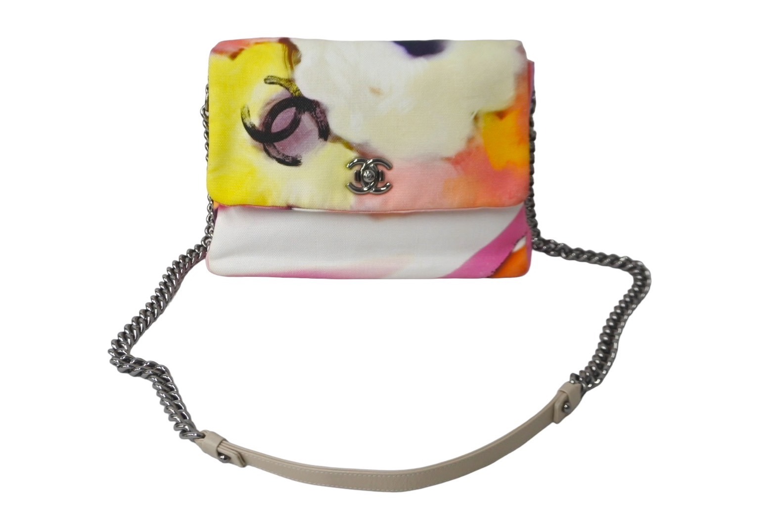 乐天商城 - CHANEL シャネル ショルダーバッグ フラワーパワー ココマーク 21番台 キャンバス チェーンショルダー 美品 中古 63950