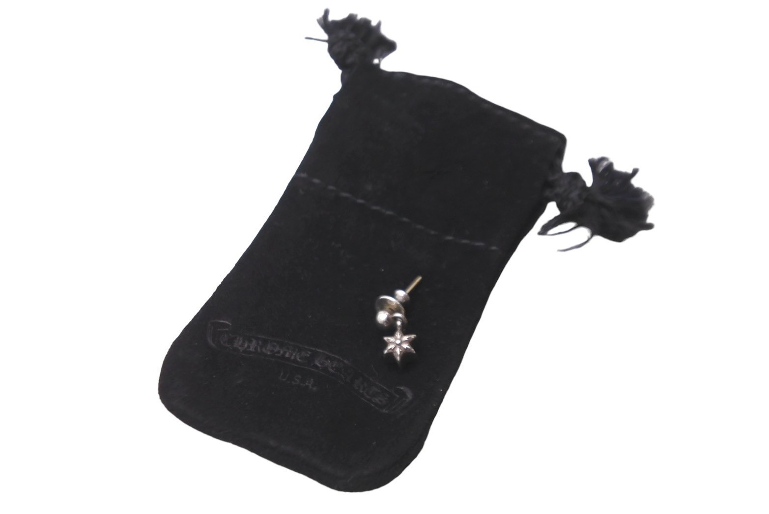 CHROME HEARTS クロムハーツ タイニースタードロップイヤリング ピアス シルバー925 美品 中古 64232