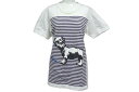 CHROME HEARTS クロムハーツ 半袖Tシャツ サイズS FOTI フォティ スカル ボーダー ホワイト パープル コットン レディース Tシャツ 美品 中古 66474