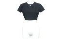 CHANEL シャネル Tシャツ チビT クロップド ココマーク フランス スパンデックス ナイロン ブラック サイズ42 美品 中古 67315