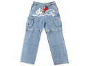 新品未使用 BILLIONAIREBOYSCLUB ビリオネアボーイズクラブ ICECREAM アイスクリーム 2WAYWASHED DENIM CARGO PANTS サイズL ライトブルー