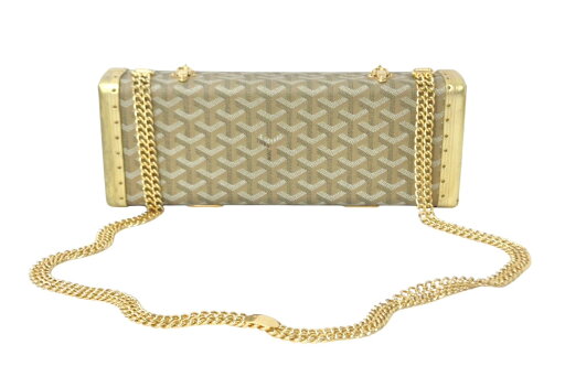 Goyard ゴヤール サントノレ トランクバッグ バゲットクラッチ ヘリンボーン柄 PVC レザー ゴールド金具 美品 中古 4c068639 Goyard ゴヤール サントノレ トランクバッグ バゲットクラッチ ヘリンボーン柄 PVC レザー ゴールド金具 美品 中古 4c068639