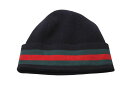 極美品 GUCCI グッチ ニット帽 ビーニー サイズL シェリーライン ウール シルク カシミヤ ブラック 131706 中古 4c069318