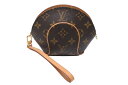 LOUIS VUITTON ルイヴィトン モノグラム ミニエリプス ポーチ M51129 PVCコーティングキャンバス ヌメ革 ブラウン 美品 中古 4c068...