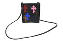 【新品同様品】CHROME HEARTS クロムハーツ レザー スクエアポシェット ショルダーバッグ クロスパッチ マルチカラー ブラック ブランド メンズ レ...