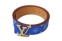 新品同様 LOUIS VUITTON ルイヴィトン ベルト LV イニシャル 40MM リバーシブル M8460 サイズ95/38 ブルー ホワイト 中古 4c...