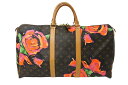 LOUIS VUITTON ルイヴィトン モノグラム ローズ キーポル50 ボストンバッグ M48605 PVC ブラウン ピンク ブラウン 美品 中古 4c0...