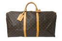 【極美品】LOUIS VUITTON ルイヴィトン キーポル60 ボストンバッグ M41422 モノグラム ブラウン PVC ヌメ革 レザー ブランド メンズ ...