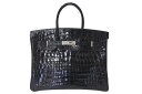 極美品 HERMES エルメス バーキン35 ハンドバッグ ブラック ニロティカス シルバー金具 □G刻印 レディース バッグ 中古 4c071570