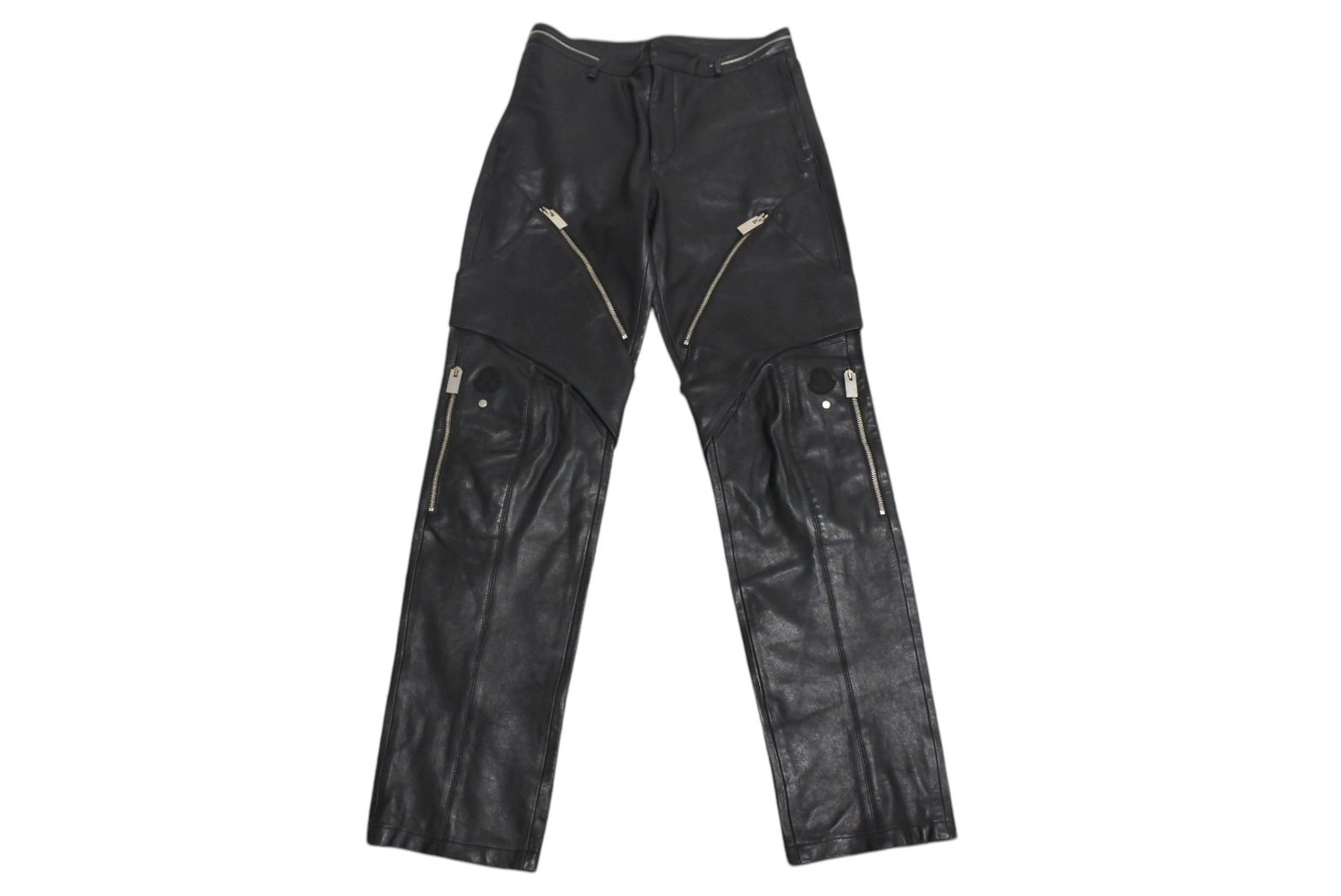 MONCLER モンクレール × 1017 ALYX 9AM アリクス ジップレザーパンツ G209Y2A00001 サイズ48 21AW ブラック メンズ 美品 中古 4c071537