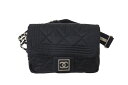 CHANEL シャネル スポーツライン ミニショルダーバッグ ウエストバッグ ボディバッグ ココマーク キルティング 10番台 ナイロン ブラック シルバー ブ...