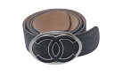 CHANEL シャネル デニムレザーベルト サイズ90/36 ココマーク バックル 07P刻印 グレー ベージュ ブランド レディース メンズ 美品 中古 4c...