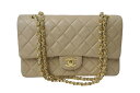 CHANEL シャネル ショルダーバッグ マトラッセ25 Wフラップ Wチェーン 2番台 ココマーク ラムスキン ベージュ ゴールド金具 ブランド レディース ...