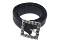 CHROME HEARTS クロムハーツ ピラミッド プラス バックル ベルト レザー シルバー925 ブラック シルバー金具 サイズ36 ブランド メンズ 美...